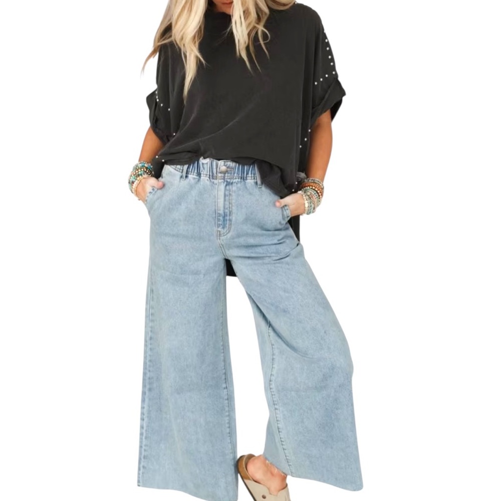 Three Bird Nest Simply You Wide  Flare  Leg Jeans Size Large NWT